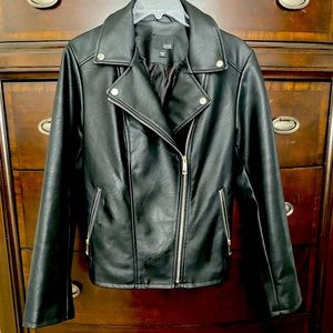 Ana Black Leather Moto Jacket size Large